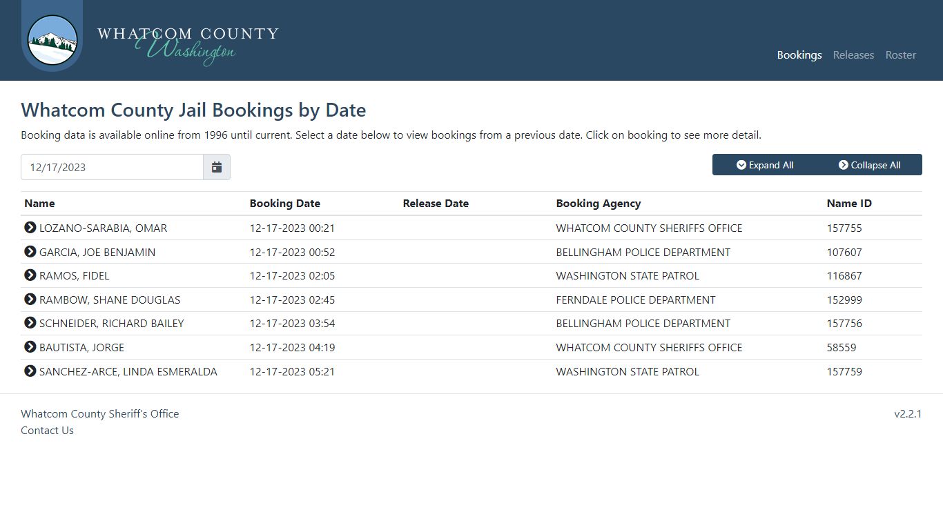 Whatcom County Sheriff's Office | Jail Bookings